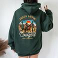 Jesus Lovin' Cowgirl Christian Howdy Western Rodeo Texas Women Oversized Hoodie Back Print Navy Blue