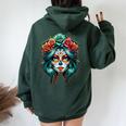 La Catrina Dia De Los Muertos Latina Cinco De Mayo Women Oversized Hoodie Back Print Navy Blue