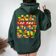 Mom And Dad Birthday Boy Building Bricks Family Party Decor Women Oversized Hoodie Back Print Navy Blue
