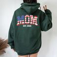 Mom Dad Us Flag 4Th Of July Wedding Couples Matching Women Oversized Hoodie Back Print Navy Blue