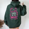 Mud Run Princess I Sparkle Even In Mud Team Girls Atv Mudder Women Oversized Hoodie Back Print Navy Blue
