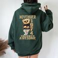 November 50Th Birthday 1974 Awesome Teddy Bear Women Oversized Hoodie Back Print Navy Blue