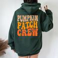 Pumpkin Patch Crew Matching Family Halloween Groovy Women Oversized Hoodie Back Print Navy Blue