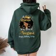 A Queen Was Born In August Birthday For Afro Girls Women Oversized Hoodie Back Print Navy Blue