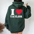 Red Heart Taylor First Name Girl I Love Taylor Women Oversized Hoodie Back Print Navy Blue