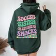 Soccer Sister I'm Just Here For The Snacks Groovy Women Oversized Hoodie Back Print Navy Blue