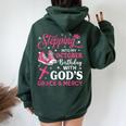 Stepping Into My October Birthday Girl Pink Sneakers Women Oversized Hoodie Back Print Navy Blue