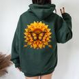 Sunflower Butterfly Floral Vintage Cool Graphic Women Oversized Hoodie Back Print Navy Blue