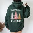 Tis The Season To Sparkle Cute Pink Christmas Tree Womens Women Oversized Hoodie Back Print Navy Blue
