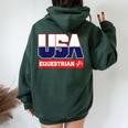 Usa Team Equestrian & American Sports Women Oversized Hoodie Back Print Navy Blue