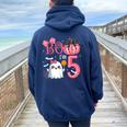 Boo I'm 5 Years Old Ghost 5Th Birthday Halloween Ghost Girls Women Oversized Hoodie Back Print Forest