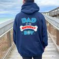 Dad And Mom Birthday Boy Dog Family Matching Women Oversized Hoodie Back Print Forest
