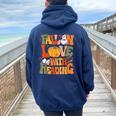 Fall In Love With Reading Book Autumn Pumpkins And Teachers Women Oversized Hoodie Back Print Forest