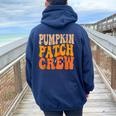 Pumpkin Patch Crew Matching Family Halloween Groovy Women Oversized Hoodie Back Print Forest