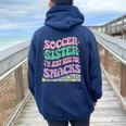 Soccer Sister I'm Just Here For The Snacks Groovy Women Oversized Hoodie Back Print Forest