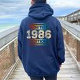 38 Cumpleaños Hombres 38 Años Retro Es Nacidos En 1986 Cuello Women Oversized Hoodie Back Print Navy Blue
