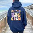 3Rd Grade Boo Crew Third Grade Halloween Costume Teacher Women Oversized Hoodie Back Print Navy Blue