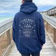 66Th Birthday Retro Limited Edition Man Woman Vintage 1958 Women Oversized Hoodie Back Print Navy Blue