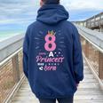 8 Birthday A Princess Was Born Vintage 2016 Girl Birthday Women Oversized Hoodie Back Print Navy Blue