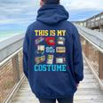 This Is My 80S Costume 1980S Party 80'S Outfit Women Women Oversized Hoodie Back Print Navy Blue