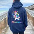 Alexandra Nombre Personalizado Rainbow Unicorn Dabbing Women Oversized Hoodie Back Print Navy Blue