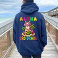 Aloha 3Rd Grade Lama Hawaii Back To School Bambini Ragazze Ragazzi Felpa con cappuccio oversize da donna con stampa posteriore Navy Blue