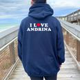 Amo Andrina Matching Girlfriend & Fidanzato Andrina Nome Felpa con cappuccio oversize da donna con stampa posteriore Navy Blue