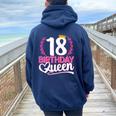 Anni 18 Compleanno Ragazza Birthday Queen 18 18Esimo Felpa con cappuccio oversize da donna con stampa posteriore Navy Blue