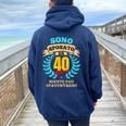 Anniversario Nozze Marito Sposato 40 Anni Di Matrimonio Felpa con cappuccio oversize da donna con stampa posteriore Navy Blue