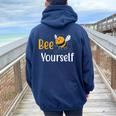 Api Apicoltore Api Amore Api Te Stesso Bee Yourself Felpa con cappuccio oversize da donna con stampa posteriore Navy Blue