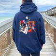 Beacholleyball Donne Sport Giocatore Di Pallavolo Felpa con cappuccio oversize da donna con stampa posteriore Navy Blue