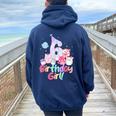 Birthday Girl 6Th Birthday Squish Squad Mallow Girls Women Oversized Hoodie Back Print Navy Blue