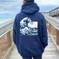 Blue Cats Wave For Kamala Drôle Chat Propriétaires Kamala Harris Sweat à capuche oversize pour femme avec imprimé dans le dos Navy Blue