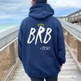 Brb Jesus Be Right Back Nazareth Religion Women Oversized Hoodie Back Print Navy Blue