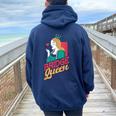 Bridge Card Game Deck Dealer Bridge Queen Felpa con cappuccio oversize da donna con stampa posteriore Navy Blue