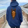 Camicia Da Equitazione Equitazione Equestre Animal Horse Lover Derby Felpa con cappuccio oversize da donna con stampa posteriore Navy Blue