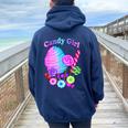 Candy Girl Carino Dolce Lolly Cotone Candy Treat Lover Felpa con cappuccio oversize da donna con stampa posteriore Navy Blue