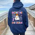 You Can't Scare Me I Teach 3Rd Grade Teacher Ghost Halloween Women Oversized Hoodie Back Print Navy Blue