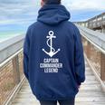 Capitano Comandante Legend Anchor Nautica Felpa con cappuccio oversize da donna con stampa posteriore Navy Blue