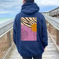 Carino Estetico Chic Boho Funkyiola Rosaiola Fiore Felpa con cappuccio oversize da donna con stampa posteriore Navy Blue