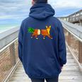 Cat Ananas Carino Felpa con cappuccio oversize da donna con stampa posteriore Navy Blue