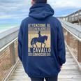 Cavalli Equitazione Ragazza Il Cavallo È Innocuo Cavaliere Felpa con cappuccio oversize da donna con stampa posteriore Navy Blue