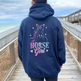 Cavallo Ragazze Donne Equestre Regalo Cavalli Felpa con cappuccio oversize da donna con stampa posteriore Navy Blue