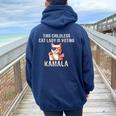 This Childless Cat Lady Isoting Kamala 2024 Felpa con cappuccio oversize da donna con stampa posteriore Navy Blue