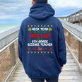 Christmas 9Th Grade Science Teacher Reindeer Ugly Sweater Women Oversized Hoodie Back Print Navy Blue