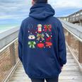 Christmas Xmas Coquette Bow Rn Cna Icu Scurb Nurse Doctor Women Oversized Hoodie Back Print Navy Blue