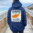 Cipro Bandiera Uomini Donne Bambini Cipro Felpa con cappuccio oversize da donna con stampa posteriore Navy Blue