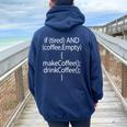 Coffee Code Programmers Coding Felpa con cappuccio oversize da donna con stampa posteriore Navy Blue