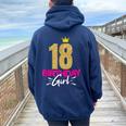 Compleanno Ragazza Donna 18 Anni Divertente Scritta Felpa con cappuccio oversize da donna con stampa posteriore Navy Blue