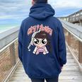 Graphic Cute Baby Cry Baby Girl Women Oversized Hoodie Back Print Navy Blue